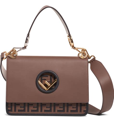 fendi kan i logo leather shoulder bag|Fendi bag with thick strap.